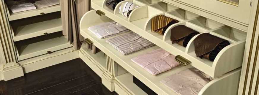 Types d'étagères dans le dressing, conseils de sélection