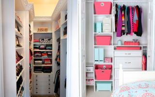 Règles pour la conception d'un dressing sur 2 m², exemples de photos