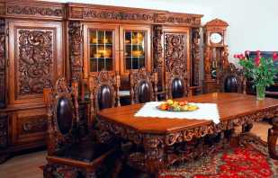 L'utilisation de meubles sculptés à l'intérieur, différentes options et leurs caractéristiques