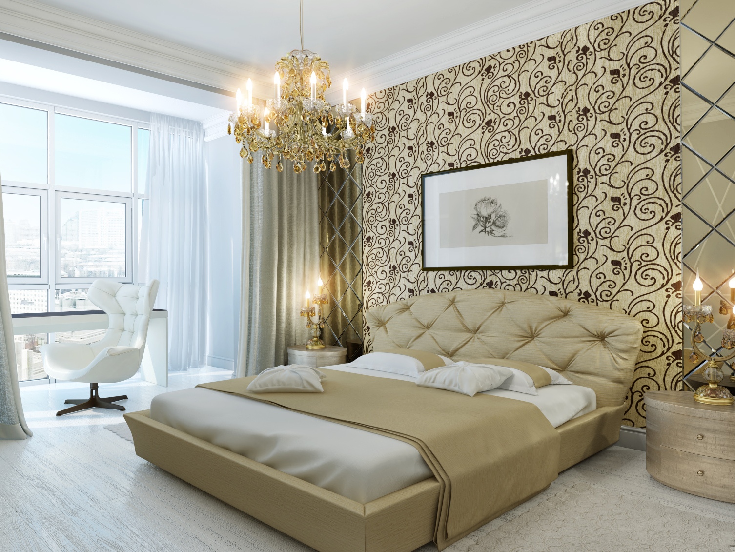 Mobilier de chambre beige