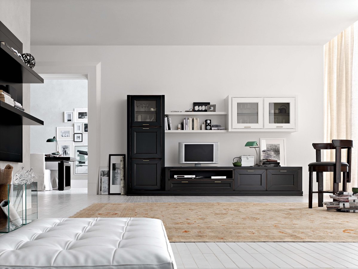 Meuble d'armoire noir pour aménager un salon