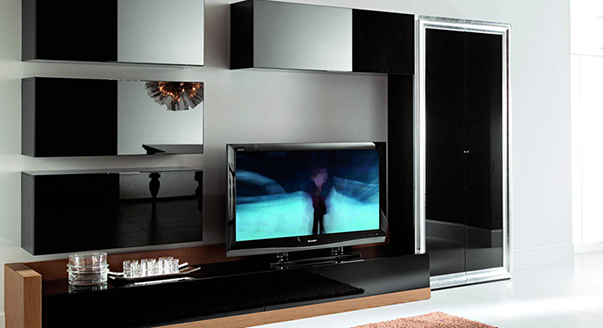 Meubles d'armoire noirs pour la décoration du salon