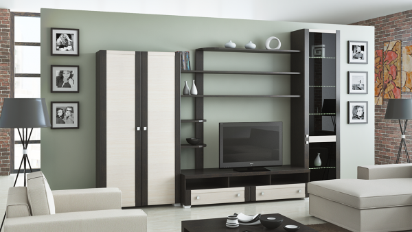 Meubles d'armoire noir et blanc pour la décoration de salon