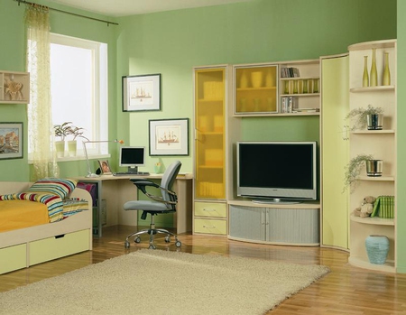 Mobilier enfant blanc à la pistache