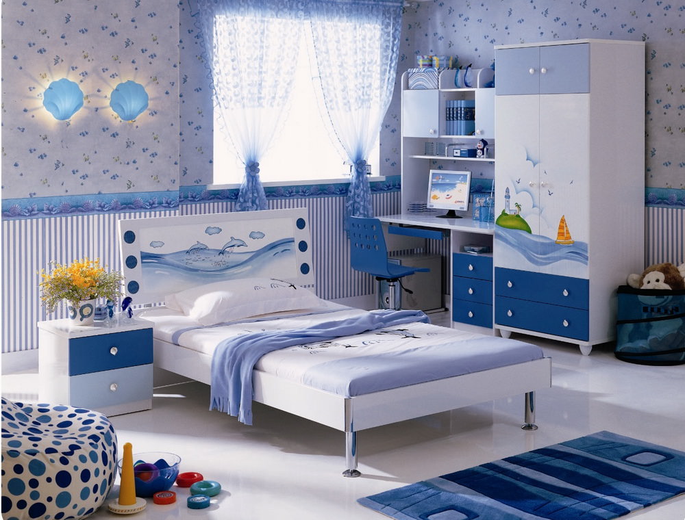 Mobilier pour enfants blanc avec bleu