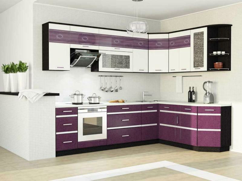 Meubles de cuisine empilés violets