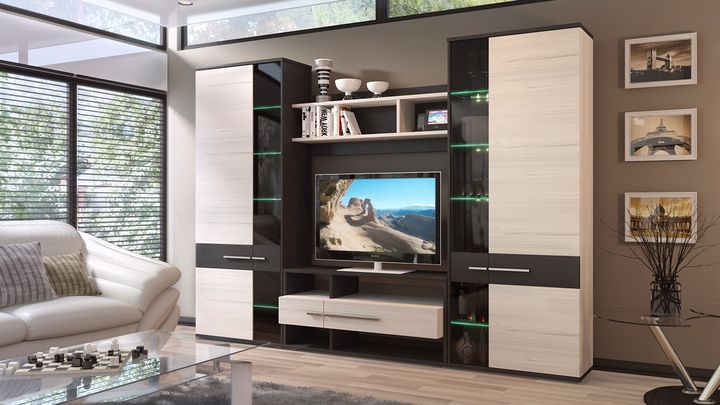 Séjour avec mobilier pratique