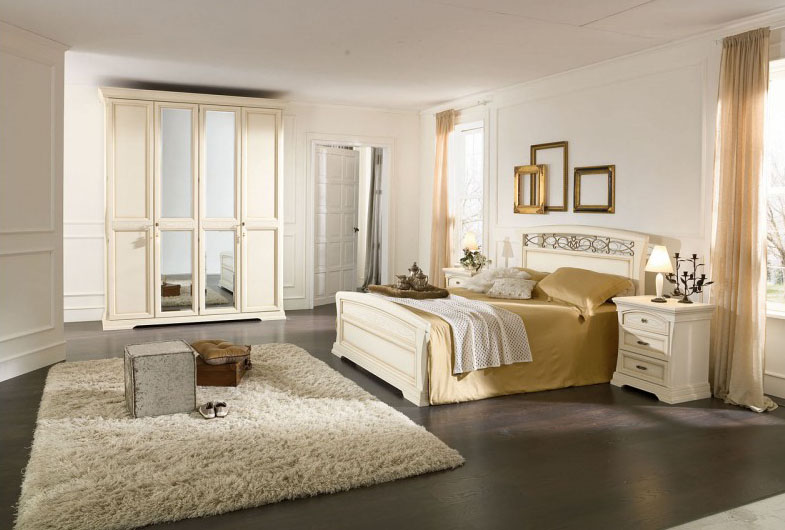 Mobilier intérieur et blanc pour la chambre