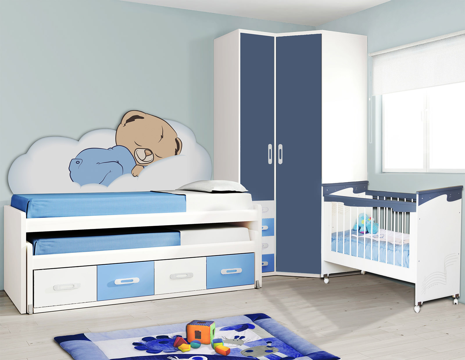 Meubles blancs compacts pour enfants à l'intérieur