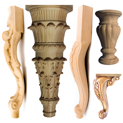 Beaux pieds de meubles sculptés