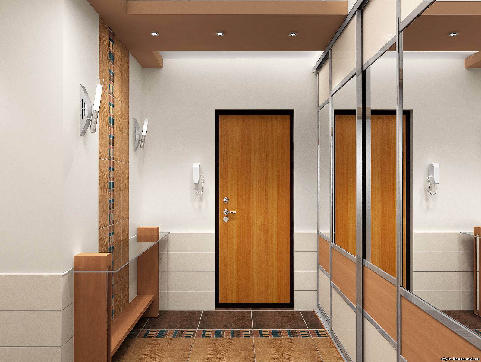 Mobilier linéaire confortable dans un couloir étroit
