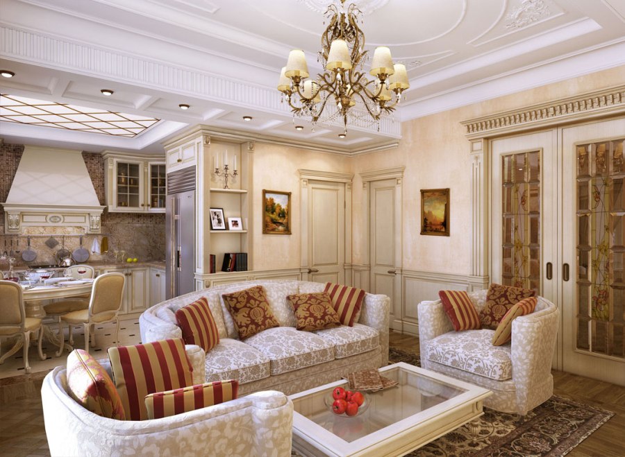 Meubles rembourrés dans le salon de style classique
