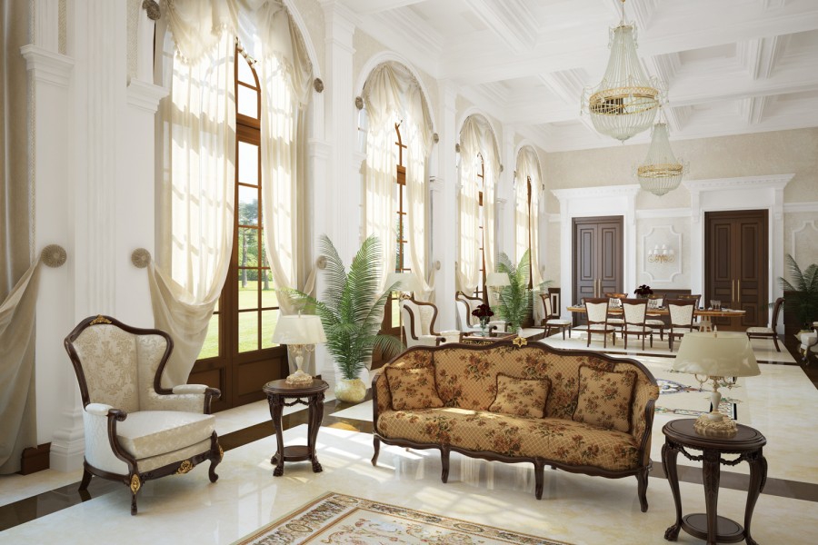 Mobilier de salon attrayant de style classique