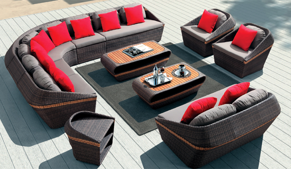 Meubles de jardin en rotin gris