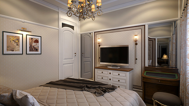 Disposition symétrique des meubles dans la chambre