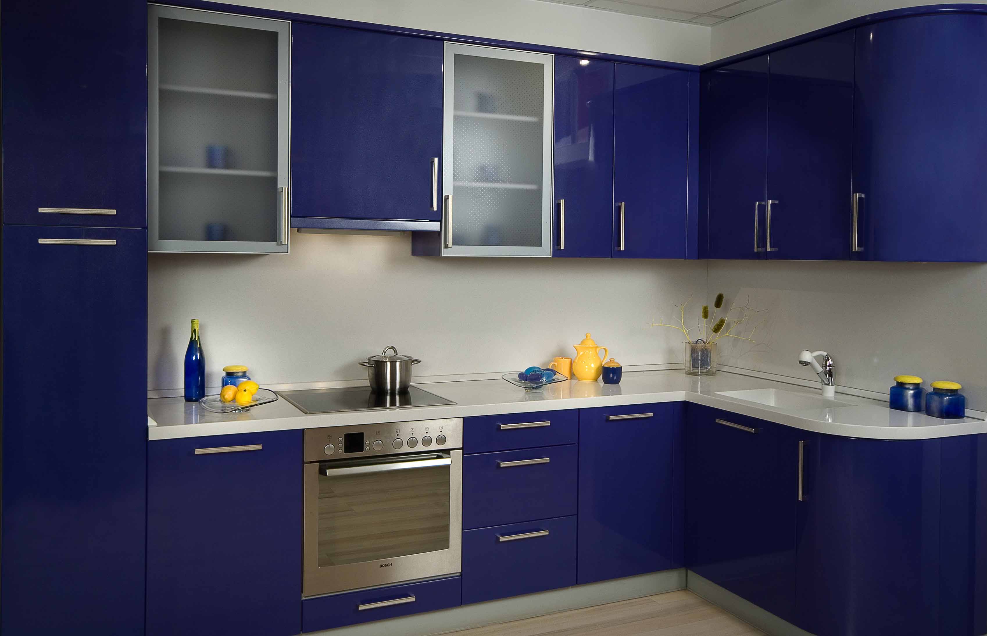 Ensembles de meubles d'armoires bleus pour la cuisine