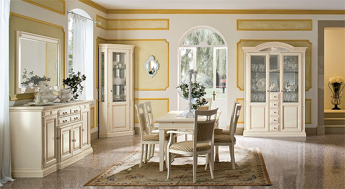 Mobilier moderne et lumineux dans le salon de style classique
