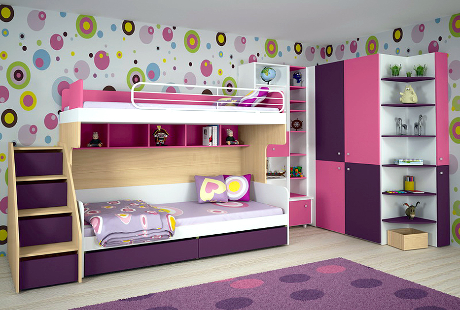 Mobilier confortable à deux étages pour deux enfants