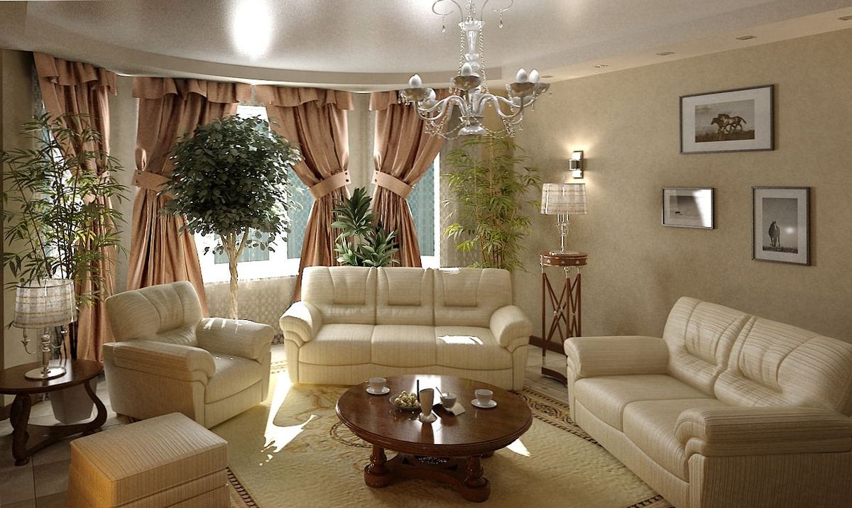 Mobilier confortable dans le salon de style classique