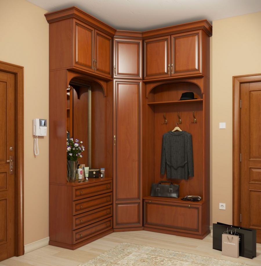 Armoire d'angle dans le couloir
