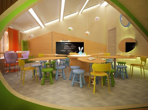Salle à manger lumineuse à la maternelle