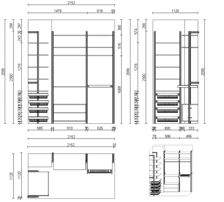 Dimensions du dressing dans le garde-manger