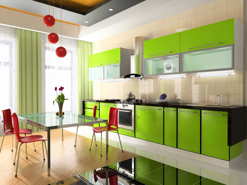 Meubles de cuisine modulaires verts