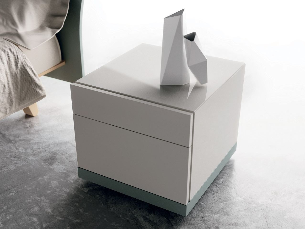 Table de chevet blanc brillant