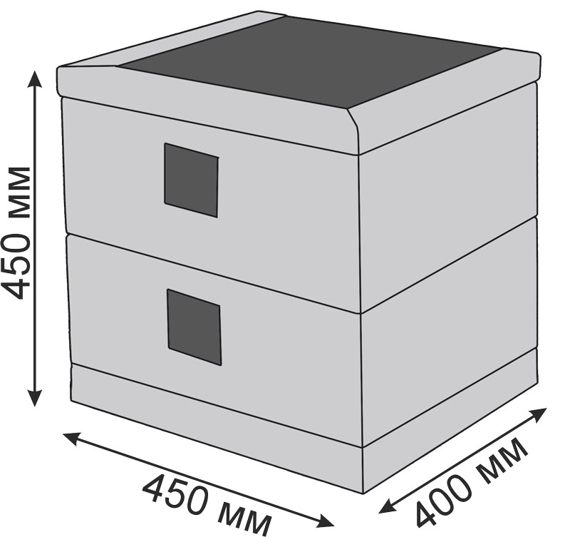 Dimensions hors tout de la table de chevet