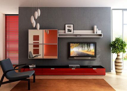 Piédestal moderne et long dans le salon