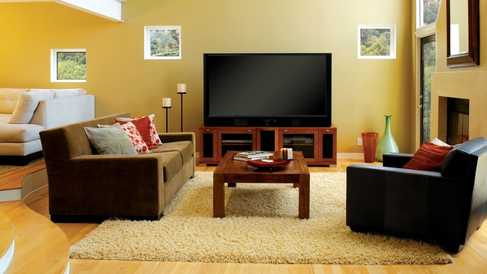 TV dans le salon spacieux