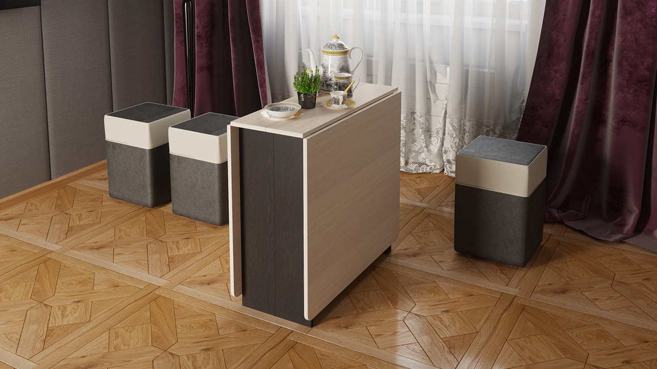 Armoire de cuisine avec table d'appoint