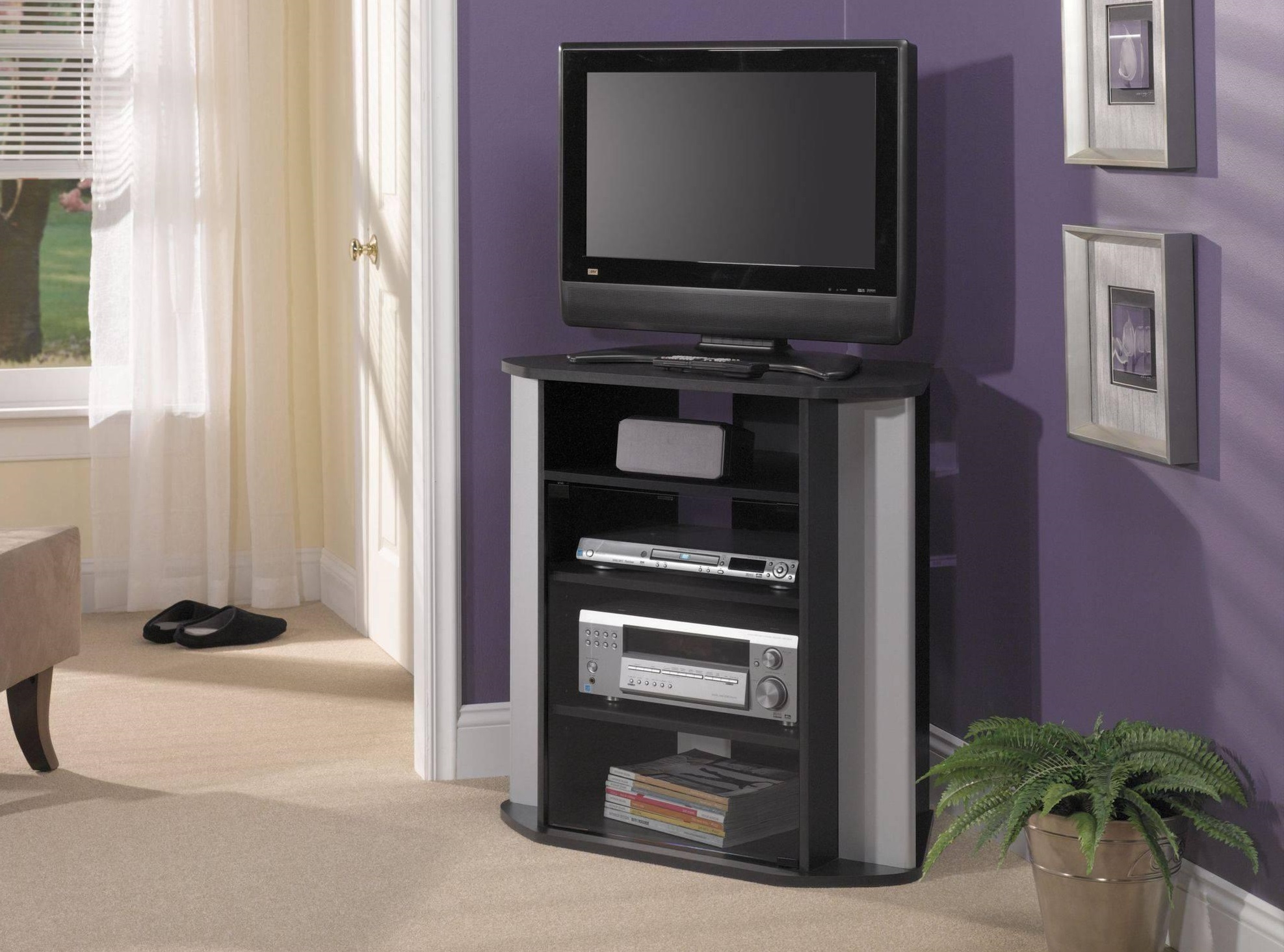 Meuble TV d'angle haut et étroit