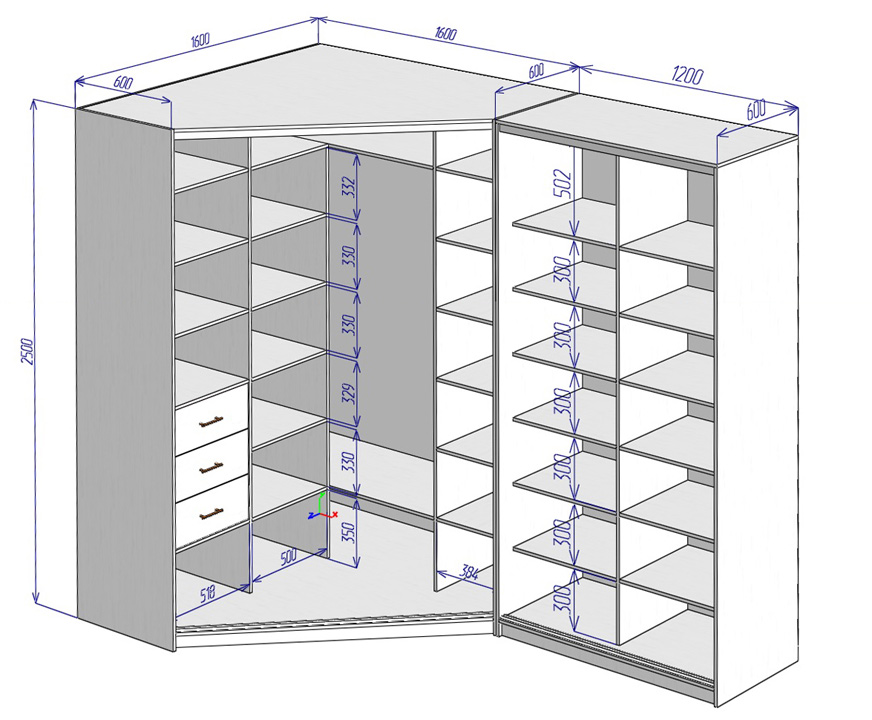 Dessin de bibliothèque d'angle