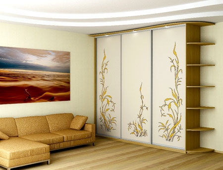 Armoire coulissante dans le salon avec photo