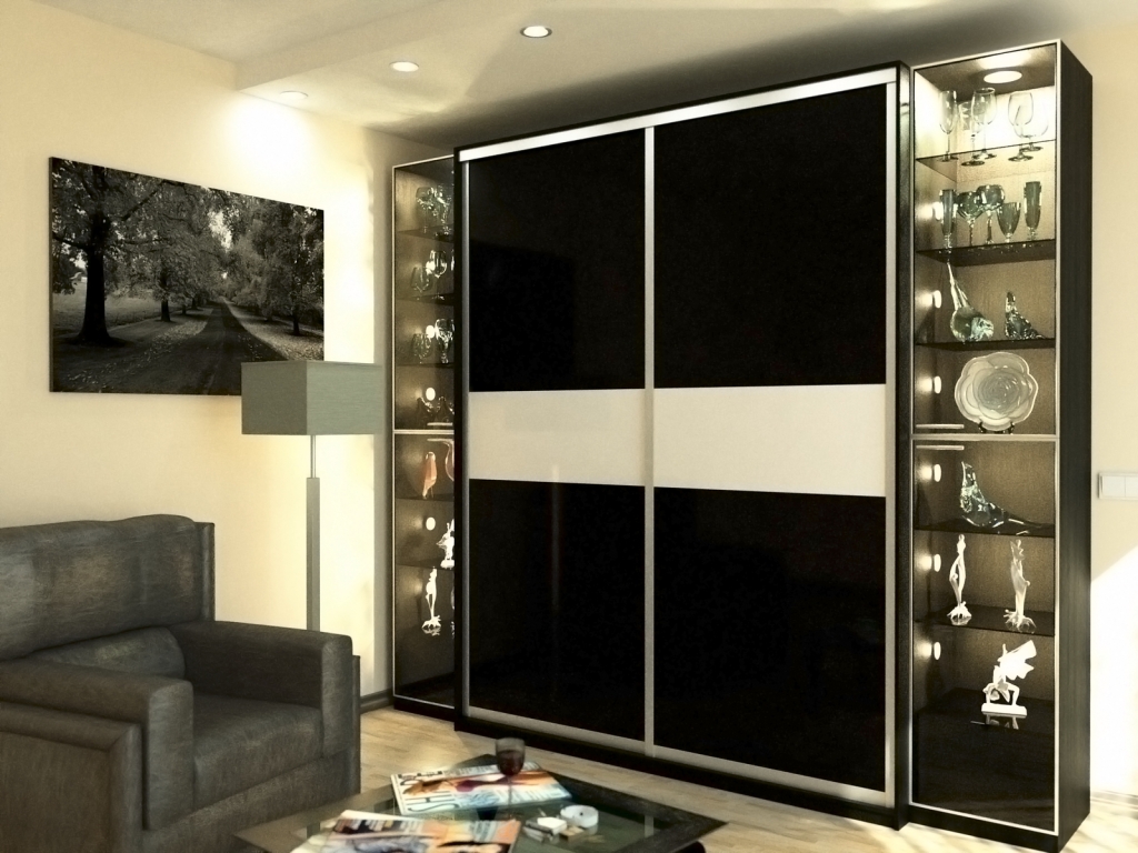 Armoire coulissante dans un salon vitrail