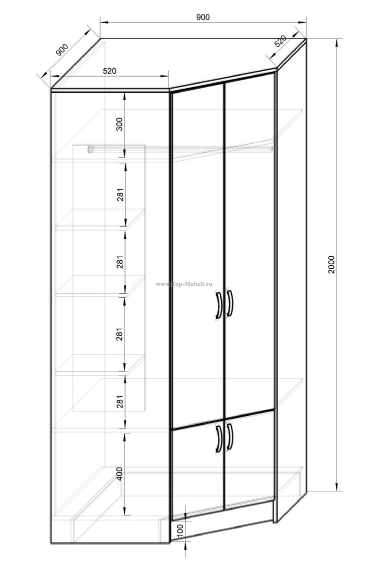 Armoire d'angle à charnière