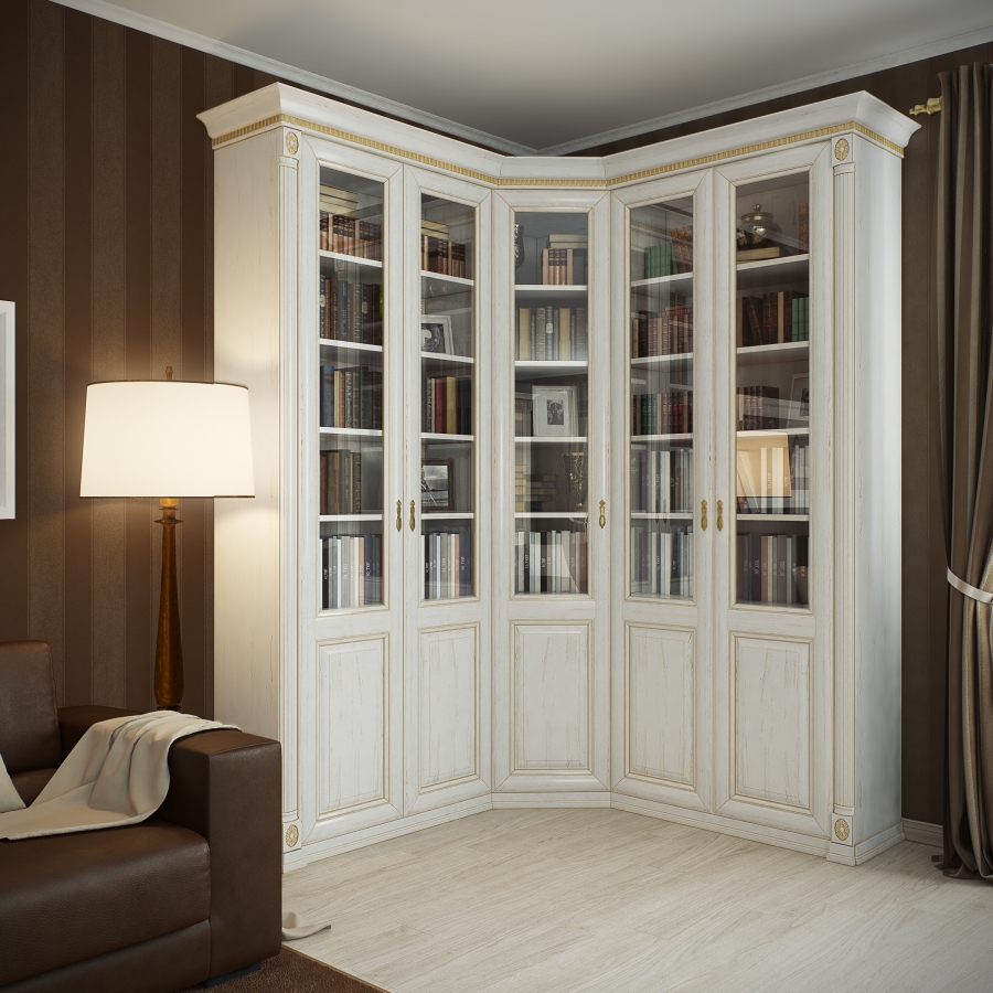 Armoire d'angle en chêne blanchi