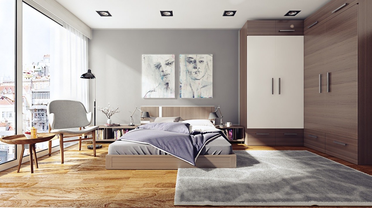 Armoire d'angle dans la chambre