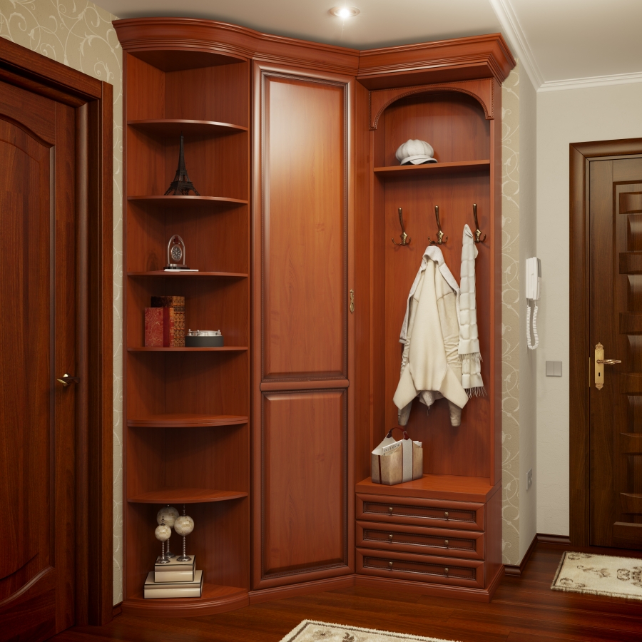 Armoire d'angle haute pour un petit couloir