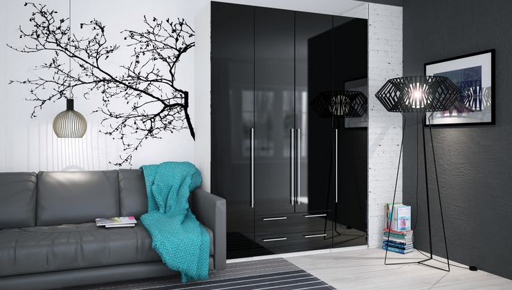 Armoire noire brillante