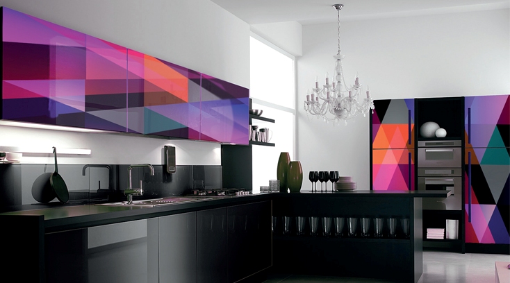 Meubles de cuisine brillants en panneaux acryliques