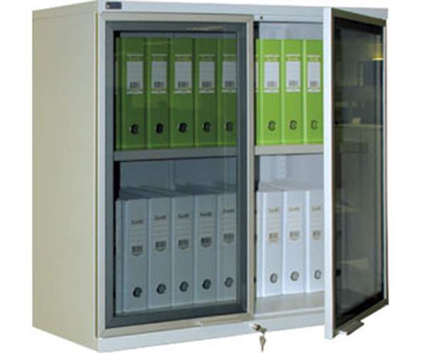 Armoire en métal avec une façade en verre