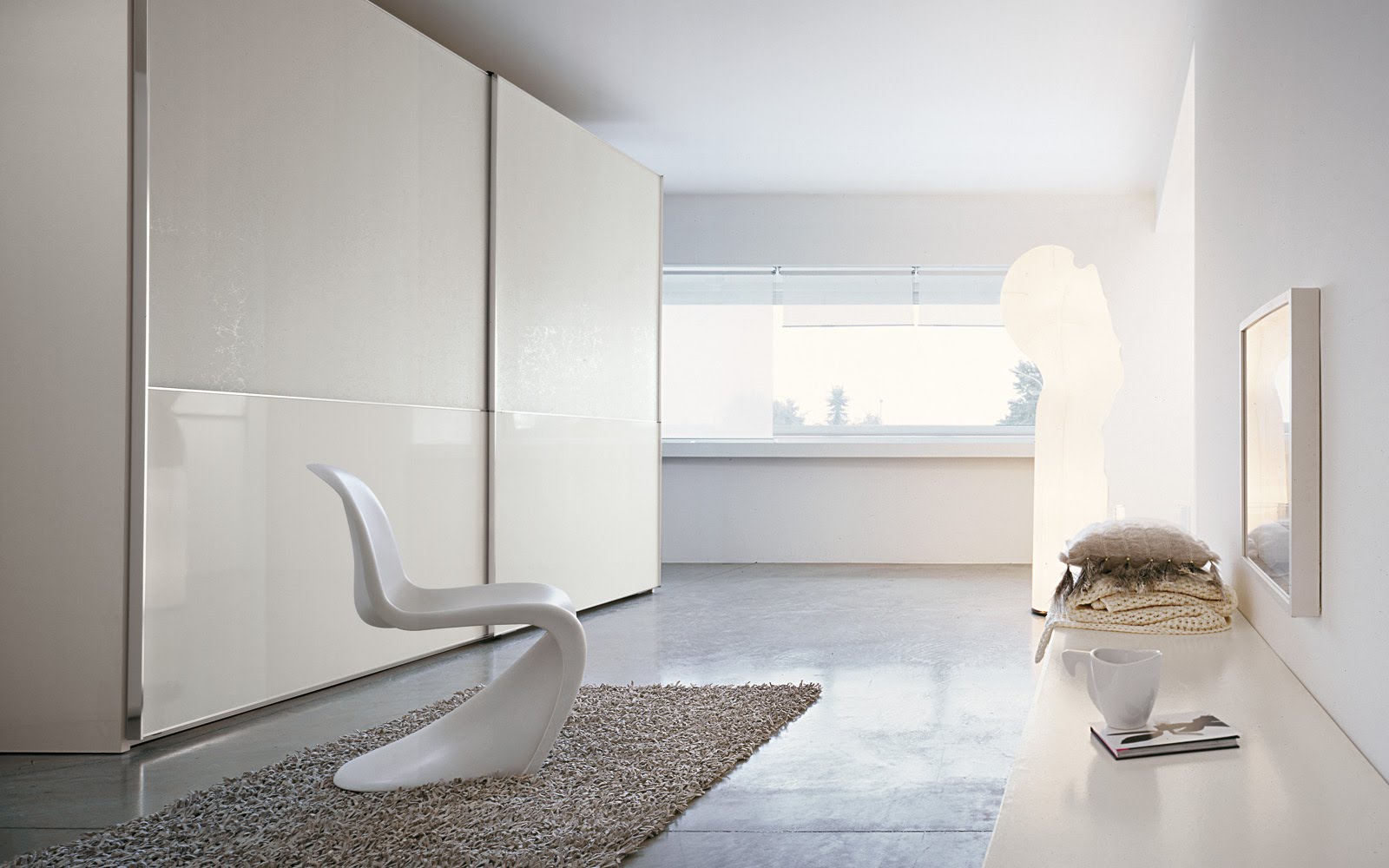 Armoire coulissante blanc brillant