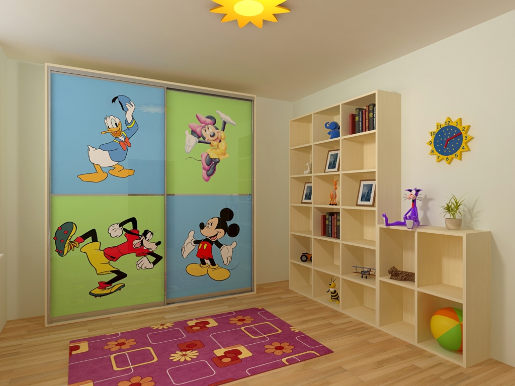 Armoire coulissante avec personnages de dessins animés
