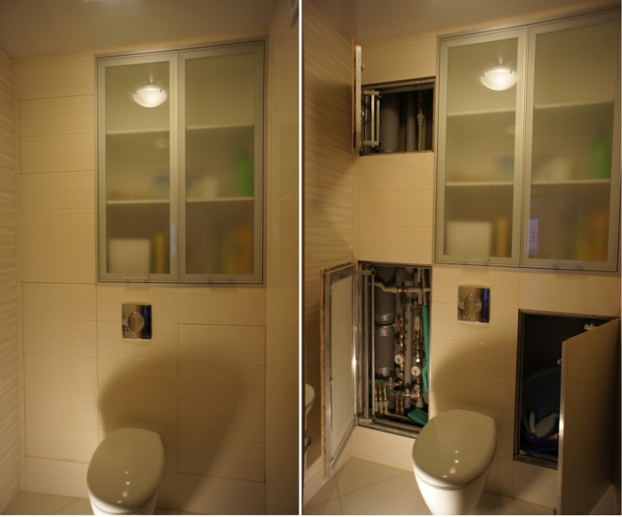 Options pour l'emplacement de l'armoire sanitaire