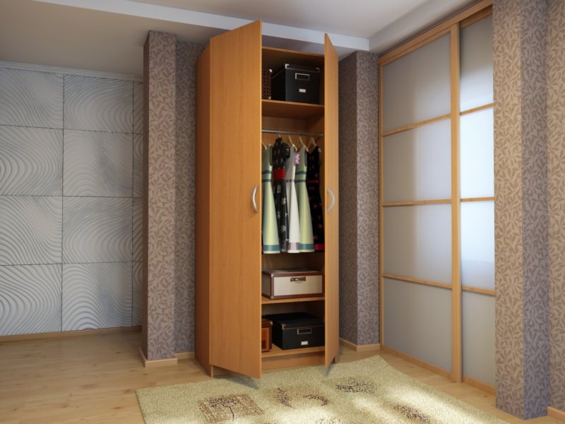 Armoire à deux portes avec portes battantes