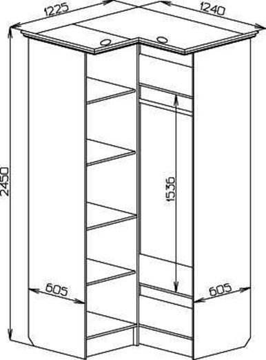 Armoire d'angle en L avec dimensions