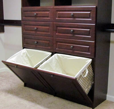 Commode avec panier à linge pliable