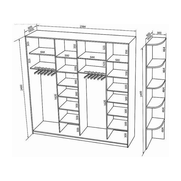 Dimensions de l'armoire avec étagère